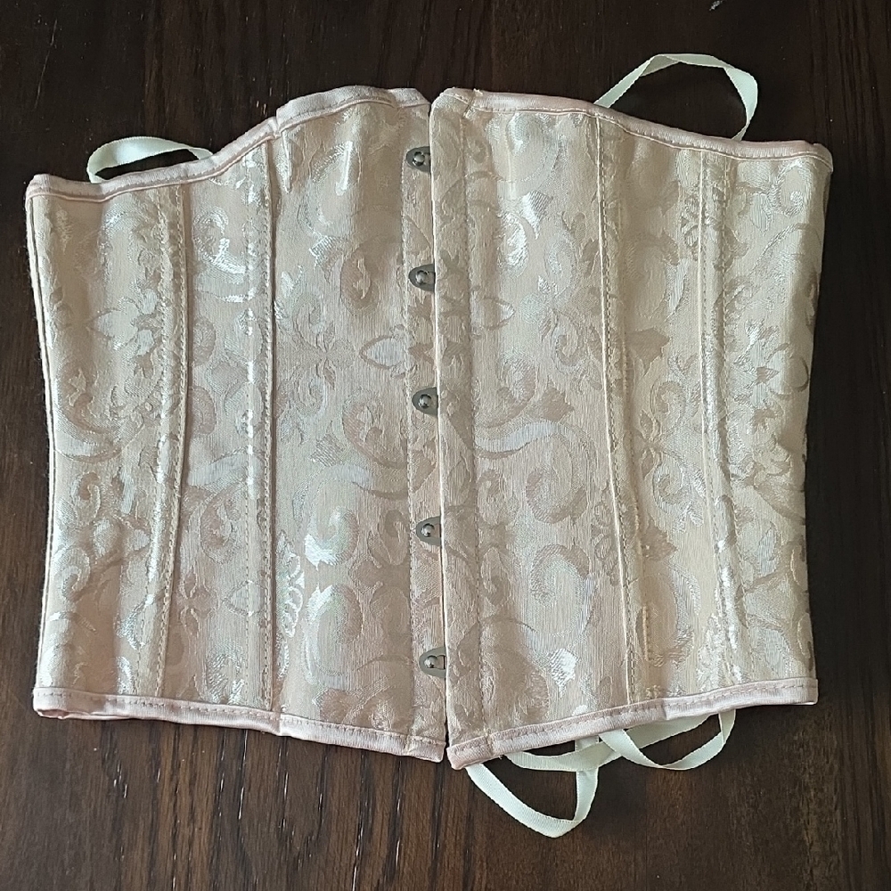 Women's Pink Floral Brocade Corset Bustier